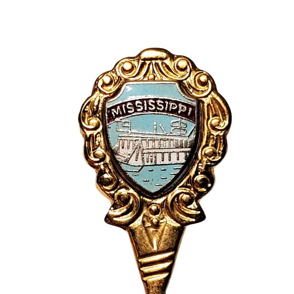 Mississippi Collectors Spoon Gold Tone 4" Union Japan Vtg - Picture 5 of 6